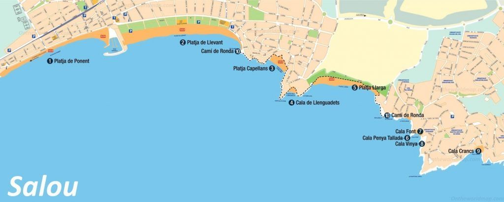 Mapa playas Salou